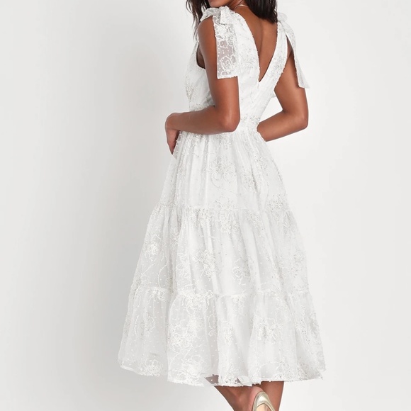 Lulus Forever Endearing White Swiss Dot Embroidered Midi Dress - Picture 2 of 7